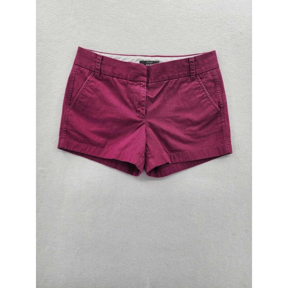 J.Crew Chino Shorts 6 Berry Burgundy Red Cotton Mid Rise Casual Minimalist‎